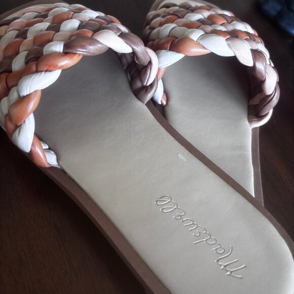 Madewell | Tan Orange The Suzi Puffy Woven Leather Neutral Sandals, Sz 7.5 - Picture 8 of 11